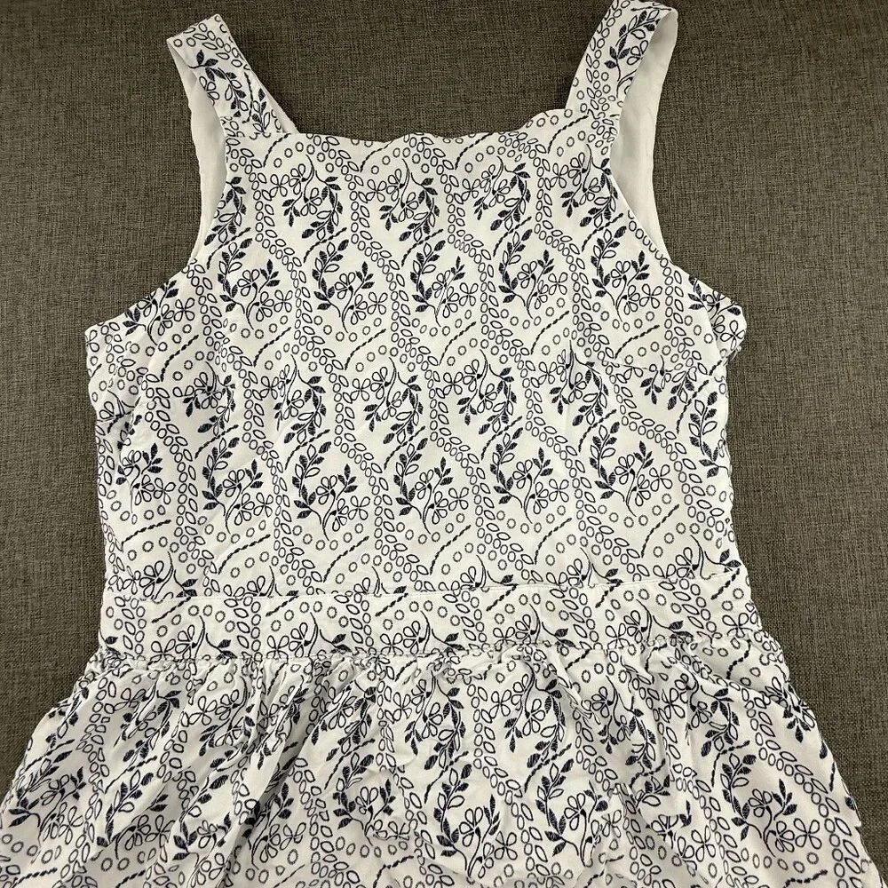 LOFT Dress Floral Lined Sleeveless Square Neck Viscose Zipper Cutout Back Blue &